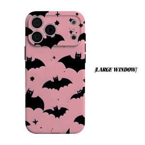 Pink Bat Halloween Seamless Phone Case for iPhone 18 17 16 15 14 13 12 11 Air Pro Max Plus Double-layer Cover