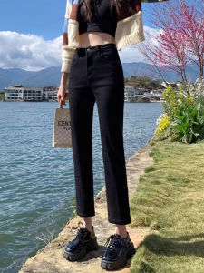 High Waist Slim Fit Fleece Lined Elastic Ankle Pants Womens Bootcut Jeans plus Size Casual High Elasticity Cotton Denim