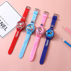 【Ready Stock】 Puppy Paw Patrol Watch for Kids Boys Girls Funny Flip Cover Turnable Kids Watch Cute Cartoon Pattern Quartz Watch Silicon Strap Children Watch For Kids GirlsKids Toys Watch