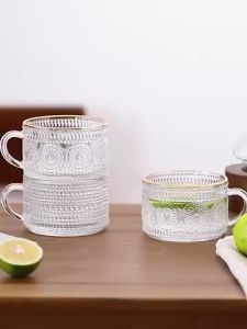 Nordic Retro Engraved Glass Coffee Cup