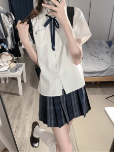 Original High Quality Short Sleeve Long Sleeve JK Shirt Womens Embroidered Blouse Spring Summer White Color Commute Style Slim Fit