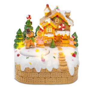 Animated Christmas Decorations Gingerbread House Lighted Musical Collectible Building Figurine Indoor Fireplace Holiday Display