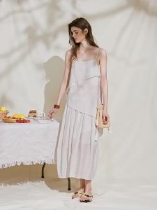 BEIQIANI | Irregular Striped Linen Suit