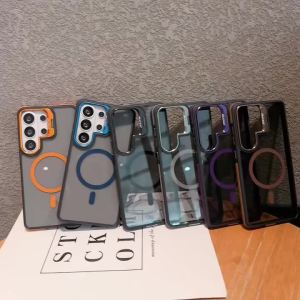 Camera Stand Holder Case For Samsung Galaxy S26 S25 Edge S24 S23 FE Ultra Plus For Magsafe Wireless Charge Clear Bumper Cover