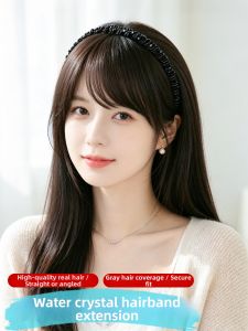 Is a wig | Natural White Hair Concealing Front Fringe Wig Integration With Headband