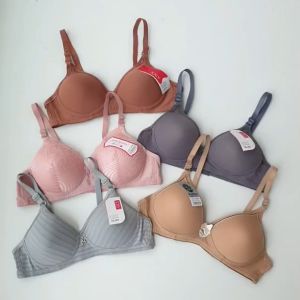 5 Pcs Bra Wanita Mix Model Cup Kecil Katun Lembut Renda Polos