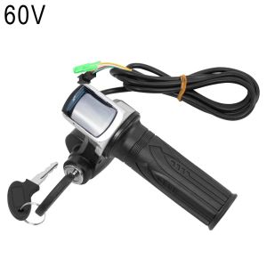 36V 48V 60V Electric Bicycle Throttle Grip E-bike Handlebar with Lock Ebike Scooter Accelerator Power Indicator Key LED Display