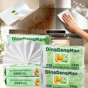 80PCS/Pack Multipurpose Kitchen Cleaning Wipes Thick Coconut Oil‑Stain Cleaning Cloth Disposable Wet Wipe