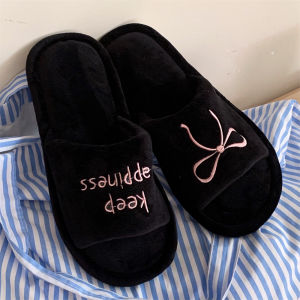 Cotton Linen Slippers Comfortable Bear Design Bedroom Home Use Womens Sweat Absorbent Floor Shoes Cute Butterfly Knot Slippers