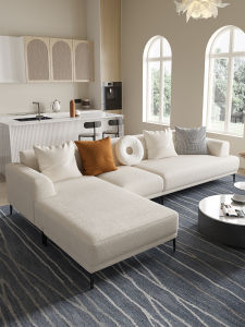 Nordic Minimalist Cotton Linen Fabric Sofa L-Shape 3.2m Corner 7-Character Home Furniture for Small Apartments