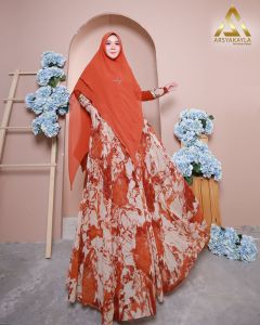 BISA COD || ALISHA MUSLIM FASHION CERUTY ARMANY BABYDOLL PRINTING GAMIS SYARI  TERBARU GAMIS MEWAH BY ARSYAKAYLA