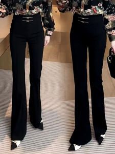 High Waist Slimming Spring Autumn Womens Wide Leg Pants Drapey Casual Trousers Korean Style Commute Pocket Detail