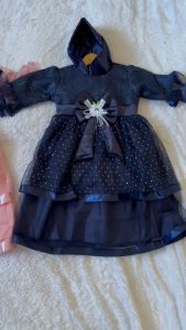 Dress Anak Perempuan Motif Bintang Leher U dengan Sash - Pakaian Pesta Muslimah