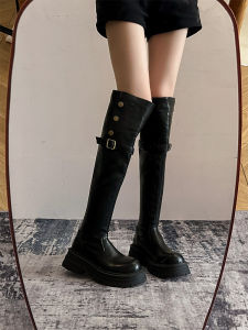 รองเท้าบูทหุ้มข้อผู้หญิง ทรงขากว้าง ส้นหนา บุขนแกะ ครึ่งแข้ง ทรงสุภาพบุรุษ ฤดูใบไม้ร่วง/ฤดูหนาว รองเท้าบูทแบบสวมหัวกลม