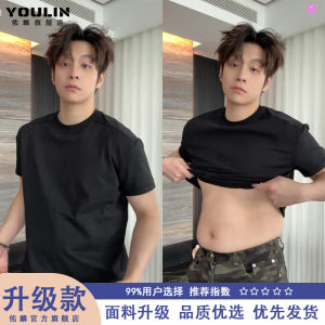 เสื้อยืดแขนสั้นคอตตอนสีดำ สไตล์อเมริกัน ทรงหลวม ทรงหลวม สำหรับผู้ชาย ฤดูร้อน ใส่สบาย ลำลอง สีสันสดใส