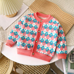 Korean Style Fleece Lined Knitted Thickened Autumn Winter Jacket for Kids Boys Girls Casual Open Cardigan Warm Outerwear Sweater