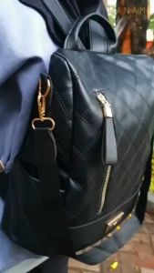 HANAMI Tas Ransel Wanita TA1046B5 Cadenza Hitam Elagan Kulit Fashion Murah Kekinian Terbaru