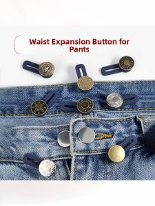 Qianbaihui | Waist Adjustable Denim Pants No-Sew Extension Buttons No-Drilling