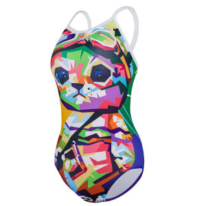 ZOKE | Conservative Slimming Womens Cat-Print One-Piece Swimsuit