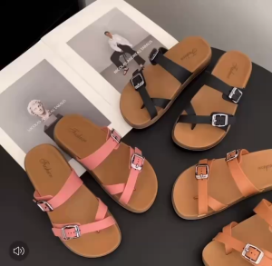 ReTouch Women Two-Strap Flat Sandals Slip On Casual Flip Flop 2055A