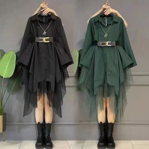 Dress Kemeja Pinggang Modis Baru/dress putih