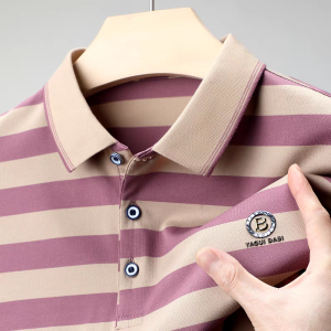 TUCANO Pure Cotton Long Sleeve Polo Shirt Mens Loose Fit Turn-down Collar Striped T-shirt Fashion Urban Style Spring Autumn