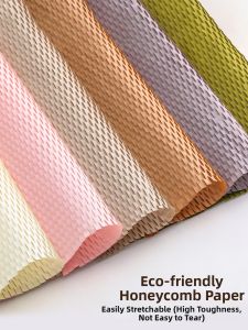 Honeycomb Grid Texture White Floral Wrapping Paper