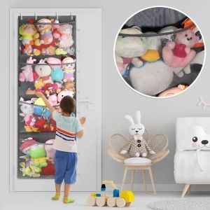 new New Stuffed Storage Bag Over The Door Stuff Animals Organizer Hanging Mesh Bags 4 Large Pockets for Baby Plush Toys Kids Storage Free Shipping