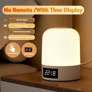 Touch Night Light Rechargeable 3 Color Dimmable Bedside Lamp Time Display USB LED Night Lights Ambient Soft Light for Kids Gift