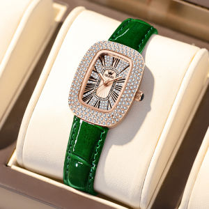 New！OLEVS Brands Luxury Diamonds Watch For Women 2022 Original Waterproof Fashion Full Sky Star Diamond Dial Genuine leather strap Elegant Ladies Watch