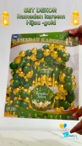 set dekor Ramadan Kareem hijau gold / paket dekor balon lebaran ramadan / dekorasi balon lebaran