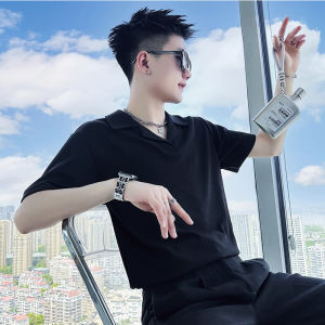Áo Thun Polo Cổ Chữ V Dáng Ôm Tay Ngắn Thời Trang Mùa Hè Cho Nam Áo Thun Cotton Thường Ngày Không Cần Ủi