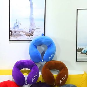 U Shaped Travel Memory Foam Neck Pillow Support Head Rest Airplane Cushion Neck Cord Crystal Velvet U-shaped Pillow
