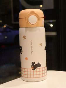 Children's Stainless Steel Insulated Water Bottle Jump Lid Direct Drink Thermos Cartoon Design School Bag Water Cup for Boys And Girls