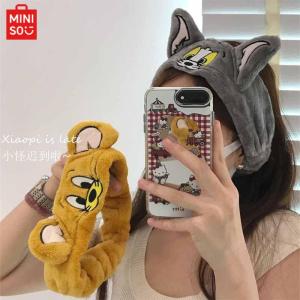 ZEEMIN Halloween Christmas Miniso Kawaii Hair Band Tom and Jerry Anime Cartoon Cute Face Washing Hair Band Cat Mouse Mask Makeup Elastic Hair Band Girlgift