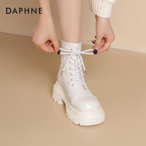 Daphne Thick Bottom Martin Boots Womens Style 2025 New Autumn Winter Boots British Style Slim Short Fleece Lined Women Shoes