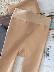 Womens Autumn Winter Fleece Lined Leggings Thin Velvet Brushed One Piece Water Light Socks Skin Color Grey Bare Leg Sensation Mask
