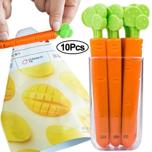 10pcs Portable Bag Sealing Clips Carrot Shape Food Fresh Keeping Organizer Sealing Tongs Snack Bag Kitchen Storage Clamp Tools