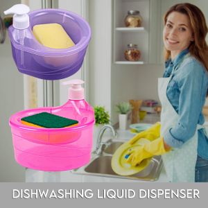 2 in 1 Soap Pump Dispenser Press and Scrubber Holder with Sponge Kitchen Cleaning Dishwasher Pump Dispenser Press box