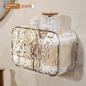 Cotton Pad Storage Box Bathroom Punch-Free Wall-Mounted Storage Rack Cotton Swab Lipstick Case Accessible Luxury Good-looking Tissue Box