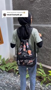 (Bisa COD) Tas Serut Anti Air Water Proof String Bag / Draw String / Gym Sack Tas Olahraga Pria Kekinian Motif Basket