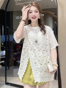 Áo thun nữ Binkafenny tay ngắn thiết kế họa tiết ren màu trắng