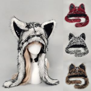 Spicy Girl Cat Ear Hat Punk Style Rock Autumn/Winter Warm Hat Dark Gothic Style Winter Plush Hat