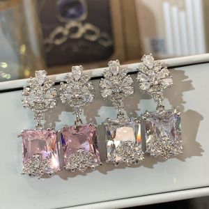 MESU.ACC | French Cubic Crystal Rhinestone Pink Gem Earrings