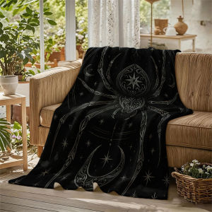 Ornate Spider Gothic Flannel Blanket Perfect for Sofa Office Bed Travel Sleep Read Relax Camping Four Season Use
