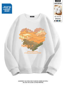 Jeanswest Mens Hoodie Spring Autumn 2024 Casual Long Sleeve Couple Style American Loose Fit Youth Trendy Cotton Polyester