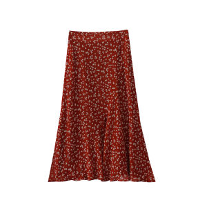 Váy Đuôi Cá Màu Đỏ Hoa Ngọt Ngào Cạp Cao Mùa Hè Mới Về Phong Cách Ngọt Ngào Nhẹ Nhàng Váy Midi Dài Cho Nữ