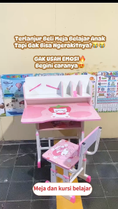 JOHAN STUDY DESK Meja Belajar untuk Anak-anak dengan Kursi yang Dapat Disesuaikan dengan Stand Baca untuk Usia 3-15 Tahun / Meja Kursi Belajar Anak Meja Belajar Dan Kursi Meja Belajar Kursi Sekolah Kursi Meja Les Serbaguna