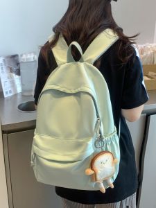 Japanese Style Pure Color Backpack Womens College Students Simple Match No Print High School Backpack Double Shoulder Bag