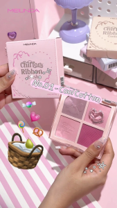 Meilinda พาเลทบลัชออน Chiffon Ribbon Blush เมลินดา ชิฟฟ่อน ริบบอน บลัชออน 4 ช่อง ทาแก้ม สีชัด ติดทน ฟุ้งละมุน MC5102